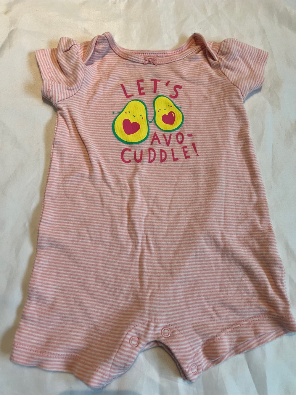 “Bundle 10/$13” Carter's 9m Pink Striped Avocado One-Piece baby girl romper